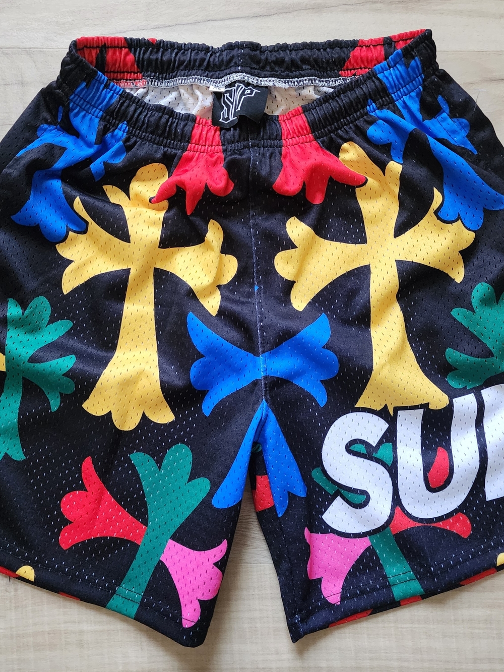 SUP New York Mesh Basketball Sports Shorts  Multicolor  Black NWOT Size XL